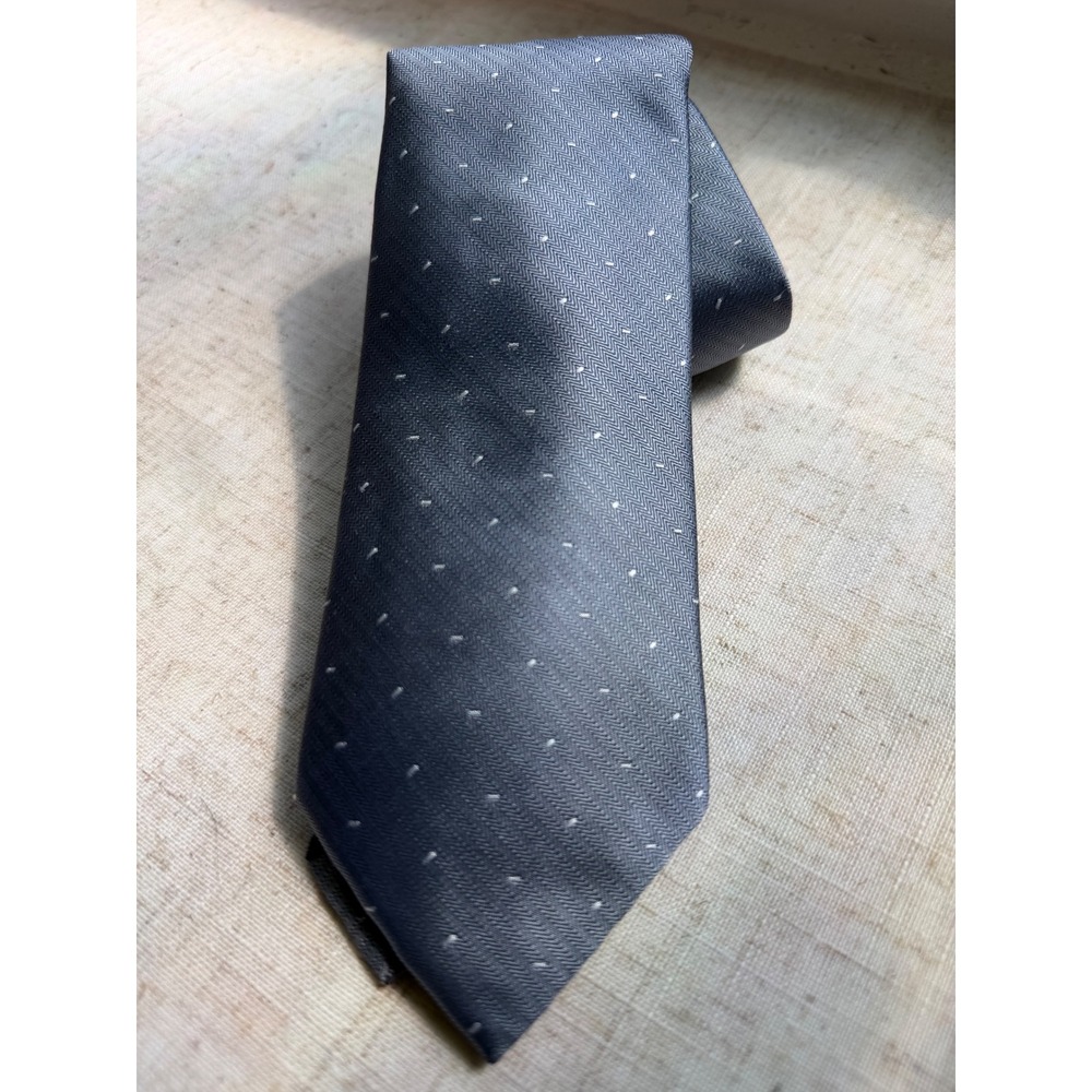 Calvin Klein Mens Silver Herringbone Pin Dot Necktie NWT $69.50